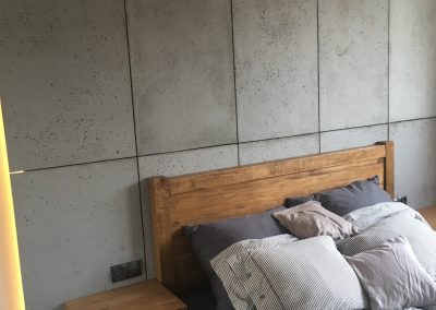 beton architektoniczny w sypialni
